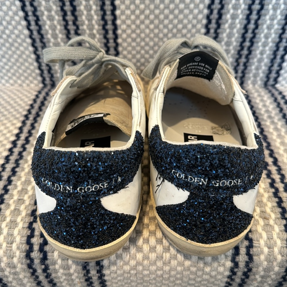 GOLDEN GOOSE Superstar Suede Glitter Low-Top Sneakers 39 white/silver/night blue - Picture 5 of 14